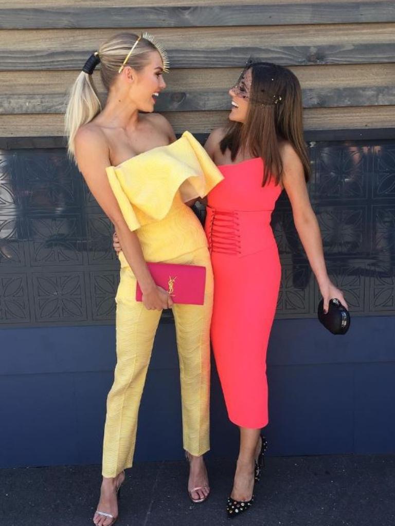 Oaks Day 2016 via social media ... Elyse Knowlzy and Lana Wilkinson. Picture: Instagram