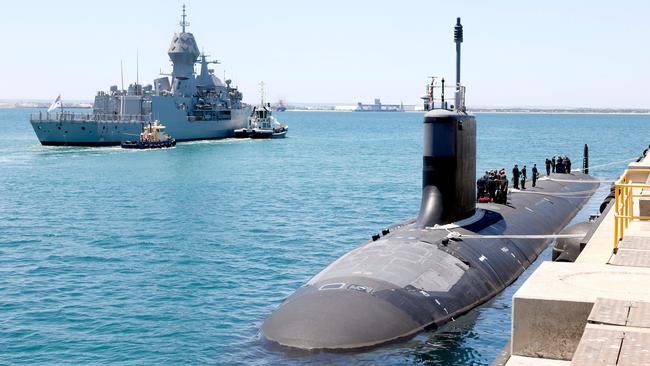 US Navy Virginia Class submarine USS Mississippi on a routine port visit at Fleet Base West, Rockingham, Western Australia.