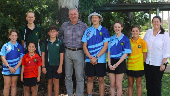 Dale Last with members of the Glenden community on a visit to the town in May, 2024.