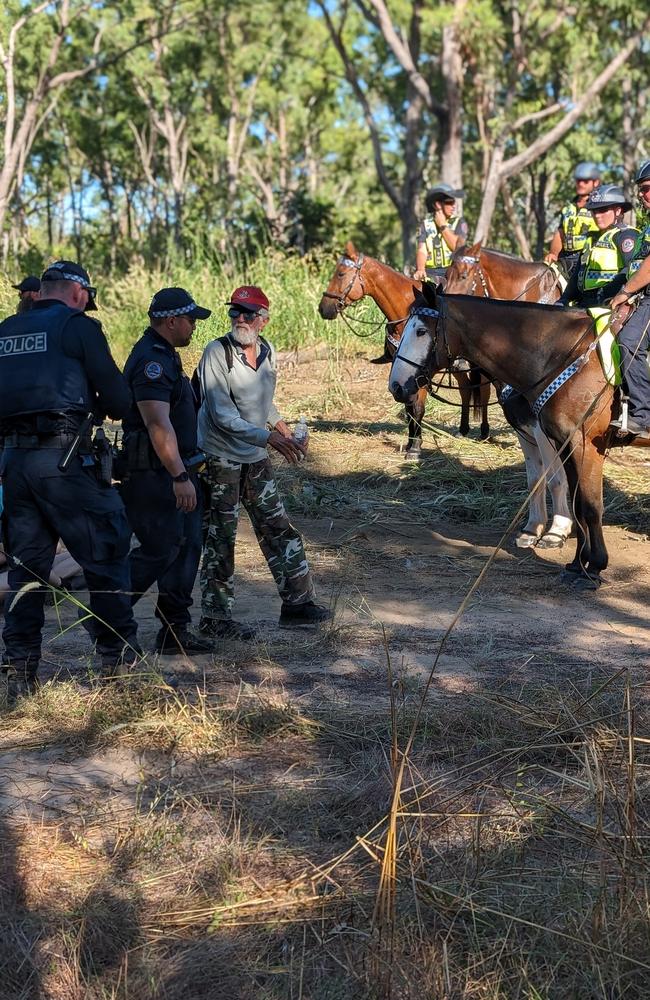 Police arrested up to a dozen Binybara Camp members who attempted to block further land clearing at Lee Point on Wednesday, May 1. Picture: Zizi Averill