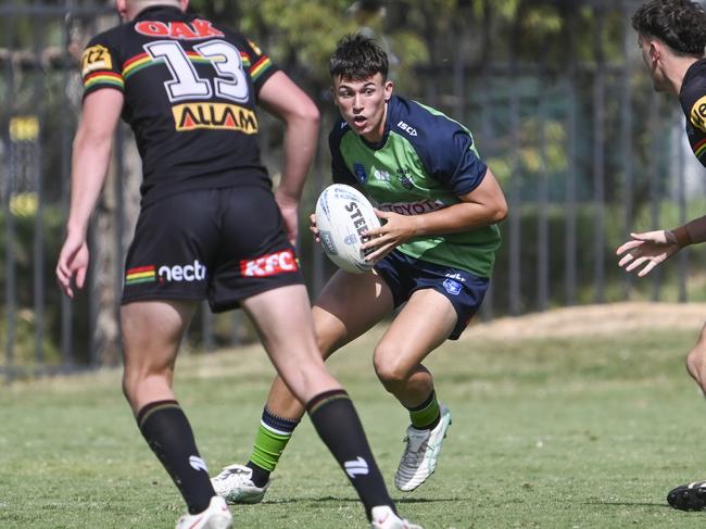 CANBERRA, AUSTRALIA, NewsWire Photos. MARCH 9, 2024: UNE SG Ball Cup - NSWRL Junior Reps Round Six Canberra Raiders vs Penrith Panthers at Raiders Belconnen in Canberra. Picture: NCA NewsWire / Martin Ollman