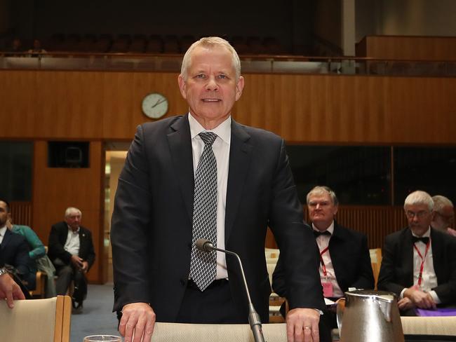 NAB CFO Gary Lennon and NAB  interim CEO,  Philip Chronican  appearing at a House of Representatives Standing Committee on Economics, Review of the Four Major Banks at Parliament House in Canberra. Picture Kym Smith