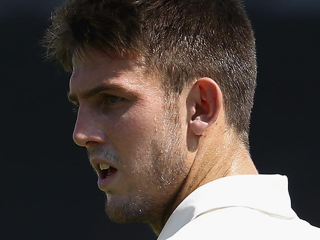 SHARJAH, UNITED ARAB EMIRATES - OCTOBER 17:Mitchell Marsh of Australia looks on during day three of the tour match between Australia and Pakistan A at Sharjah Cricket Stadium on October 17, 2014 in Sharjah, United Arab Emirates. (Photo by Francois Nel/Getty Images)