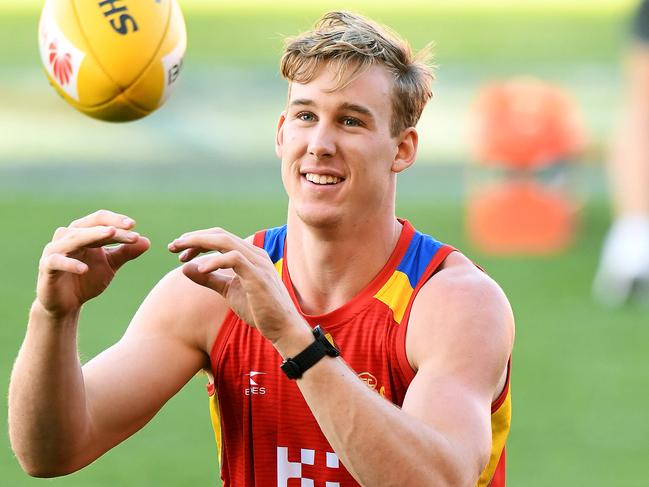 Tom Lynch during the Gold Coast Suns training session at Metricon Stadium on the Gold Coast, Tuesday, July 18, 2017. (AAP Image/Dave Hunt) NO ARCHIVING