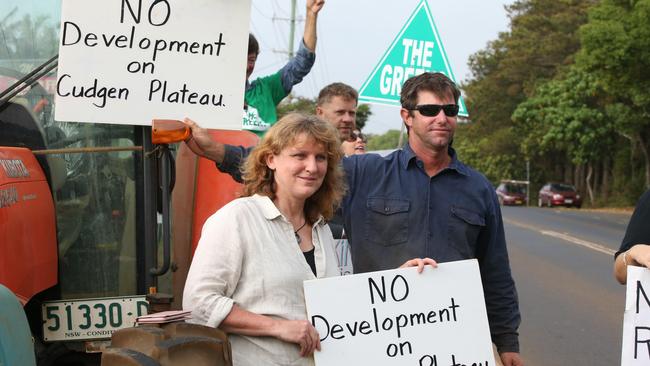 Tweed District Mayor Katie Milne at a recent protest against the hospital. Photo: Scott Powick