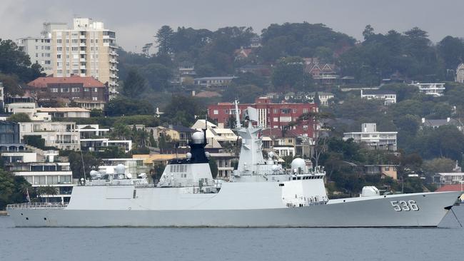 A Chinese Navel ship anchored in Sydney Harbour. Picture: AFP.