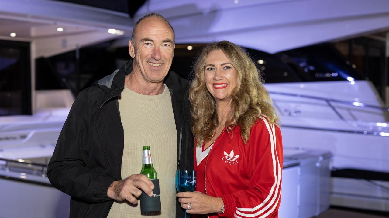 Baz Roper and Steph Roper for The Pulse at Maritimo Luxury Yachts global launch of the S75 and M75 at the Sanctuary Cove International Boat Show 2023. Picture: Celeste Humphrey