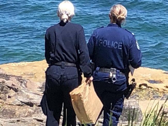 Police at the rock platform between  Dalwood and Fairlight beaches, where a 26-year-old North Narrabeen man was allegedly assaulted by four otherson Sunday afternoon. Picture: Jim O'Rourke