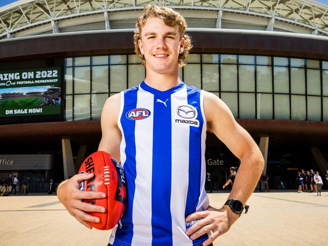 Horne-Francis is the first South Australian since Bryce Gibbs (2006) to be selected with the first pick of the national draft. Picture: James Elsby/AFL Photos via Getty Images