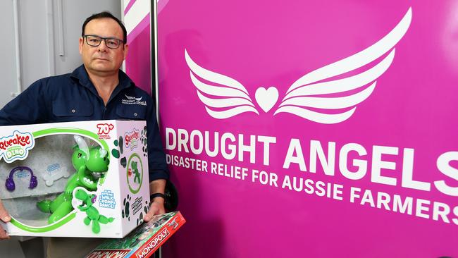 Drought Angels chief executive Jason Law after the rural charity’s Logan depot was broken into on Sunday, with a truck with $250,000 of presents inside stolen. Picture: David Clark