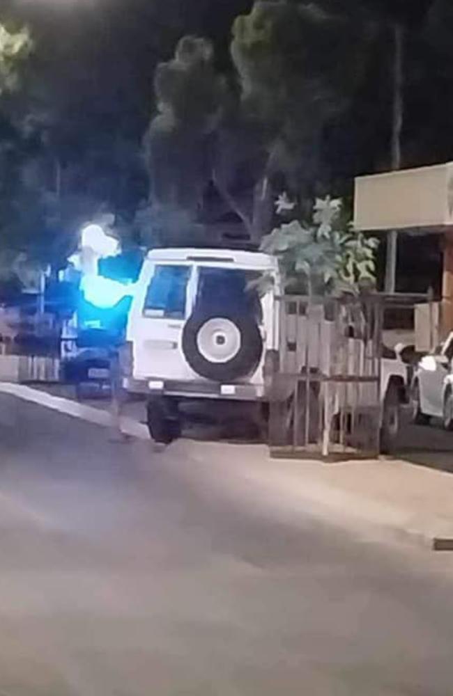 NT Police Southern Watch Commander Robert Griffiths said three kids allegedly stole a Toyota Troop Carrier from a Hartley St business at 5.10pm Monday. Picture: Facebook // Action for Alice