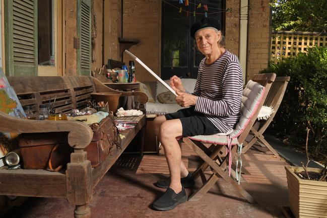 Renowned Australian actor Barry Otto at his Lewisham home. Many of Otto’s fans would be surprised to learn that he has painted all his life. Picture: Simon Bullard