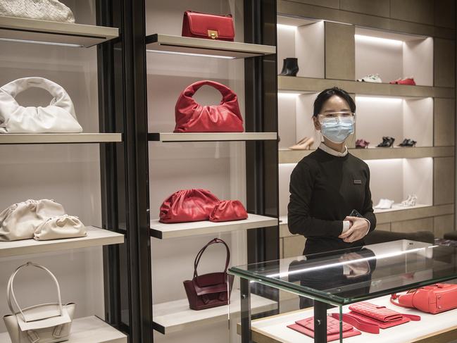 A staff member is seen inside Wuhan international plaza in Hubei Province, China. Picture: Getty Images