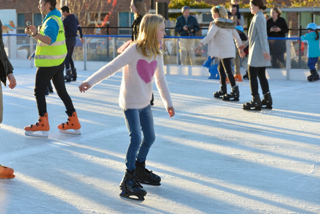 Ella Rashleigh ice skating at Winter Wonderland in the Civic Square, Friday, June 22, 2018. Picture: Kevin Farmer