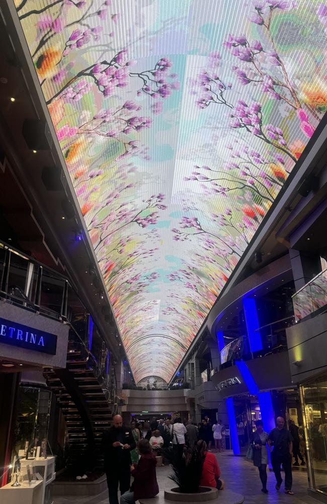 The MSC's galleria ceiling would change throughout the day. Picture: News.com.au / Jasmine Kazlauskas