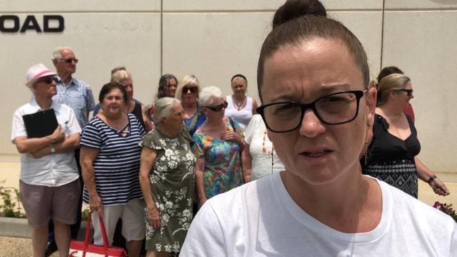 Diana Howes with a crowd of angry residents outside Logan City Council after the decision. PHOTO: JUDITH KERR