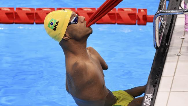 Brazilian swimmer Gabriel Geraldo dos Santos Araujo training for the Gamesa.