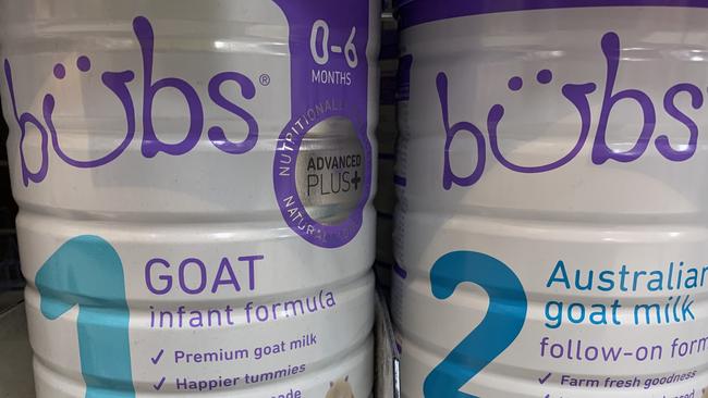 Bubs Australia's goat milk infant formula. Picture: PETER HEMPHILL