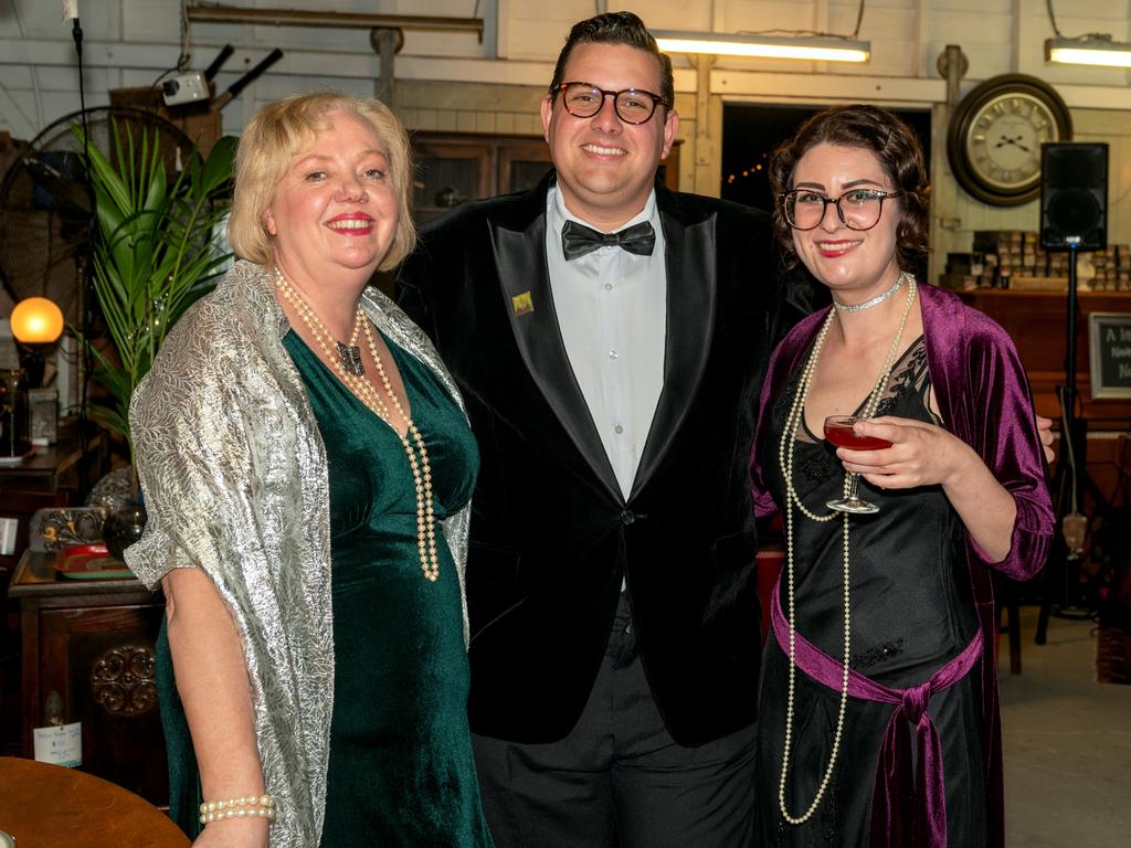 Deb Clark, Nicholas McDougall and Natalie Mallard at Speakeasy Cocktail Party Saturday 15 July 2023. Picture: Michaela Harlow