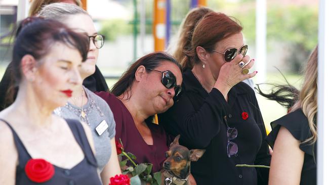 Members of the public gathered on the Gold Coast at a Red Rose Foundation rally to remember Wendy Sleeman. Picture: Tertius Pickard