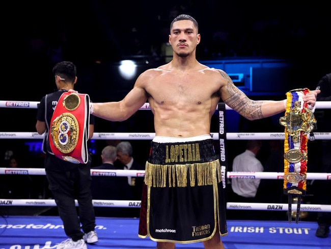 Opetaia will defend his world title against late-notice Kiwi challenger David Nyika on Wednesday. Picture: Getty Images