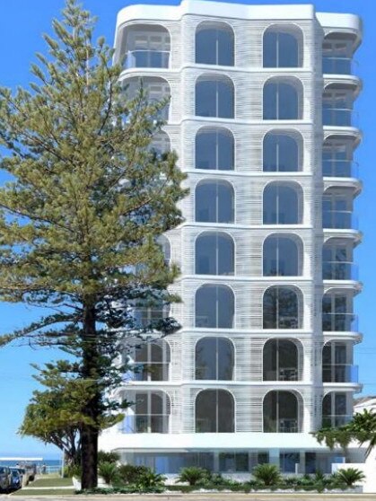 The original application for a 13 level tower planned for Palm Beach on the Gold Coast Highway. Developers later put in an improved version.