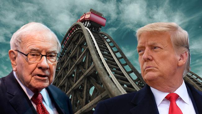 Warren Buffett (left) and Donald Trump believe the sharemarket is headed in different directions.