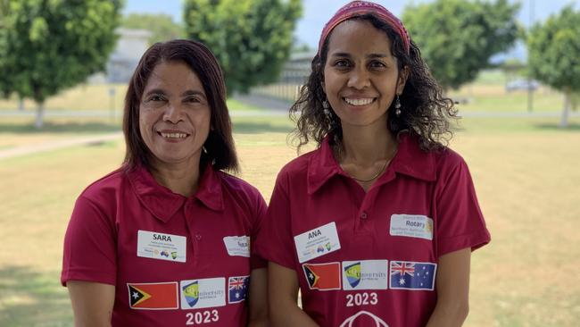 East Timor midwives Sara Xavier (left) and Ana Sores will spend five weeks in Mackay upskilling in nursing. Picture: Duncan Evans