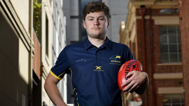 Woodville-West Torrens player Harry Schoenberg was the only SA hopeful drafted by the Crows. Picture: Tricia Watkinson