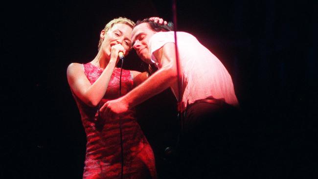 Kylie even got up at the Big Day Out with Nick Cave in 1996 to sing Where The Wild Roses Grow. Picture: Troy Bendich.