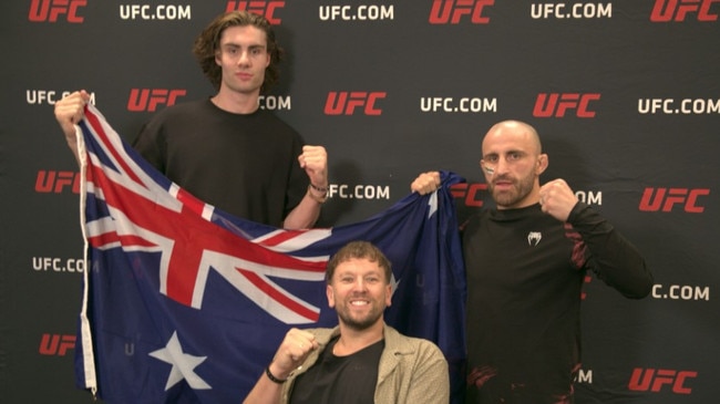 Josh Giddey, Dylan Alcott and Alex Volkanovski at UFC 290.