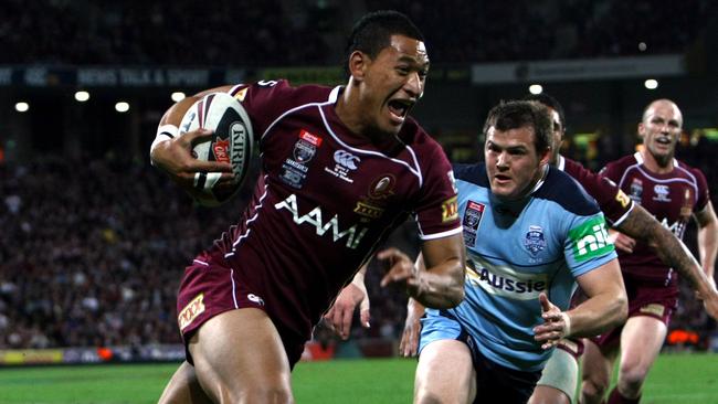 Israel Folau played five State of Origin matches for Queensland. Picture: Michael Ross