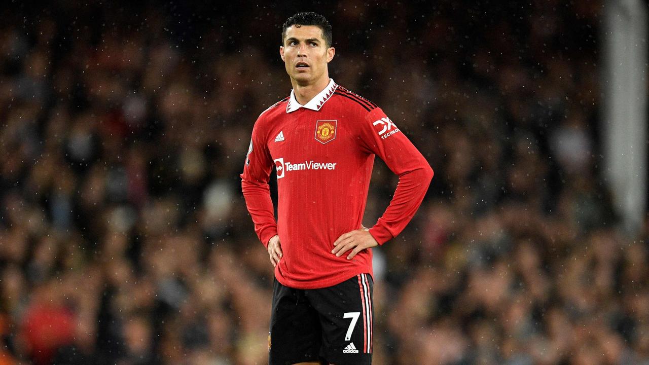 (FILES) In this file photo taken on October 09, 2022 Manchester United's Portuguese striker Cristiano Ronaldo looks on during the English Premier League football match between Everton and Manchester United.