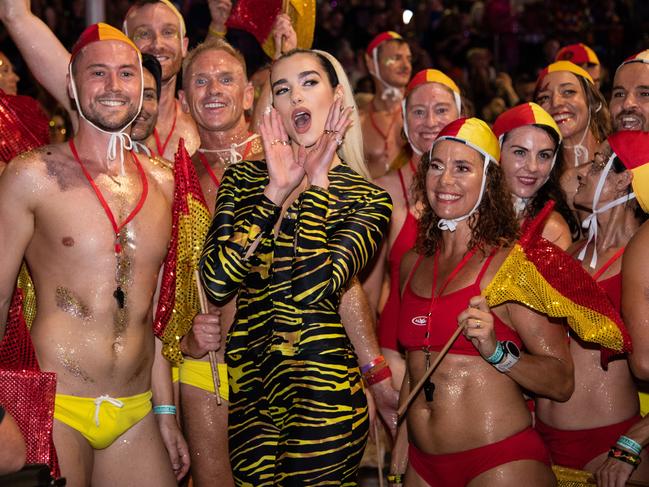 Dua Lipa at last year’s 42nd annual Gay and Lesbian Mardi Gras parade in Sydney. Picture: AAP