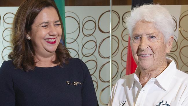 Swimming legend Dawn Fraser meets Premier Annastacia Palaszczuk as the State Government investigates a 2032 Olympics proposal.