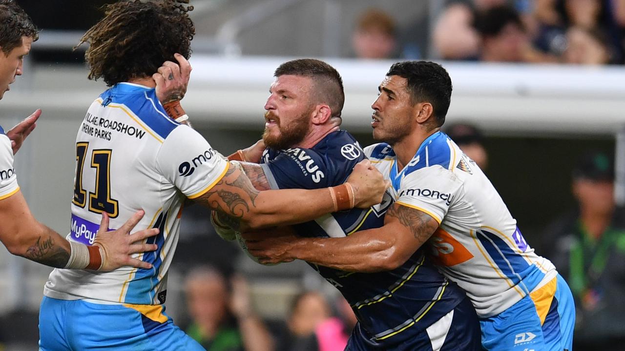 North Queensland Cowboys against Gold Coast Titans at Queensland Country Bank Stadium. Cowboys Josh McGuire. Picture: Evan Morgan