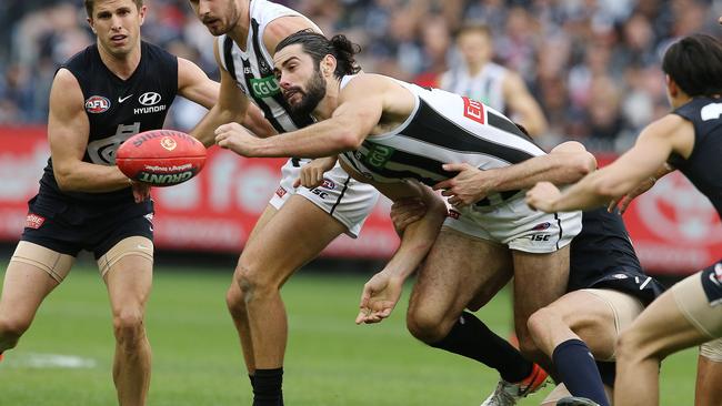 Brodie Grundy leads the way for clearances at Collingwood. Picture: Michael Klein