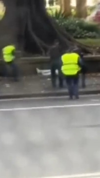 Shocking moment Sydney cop stabbed in the head