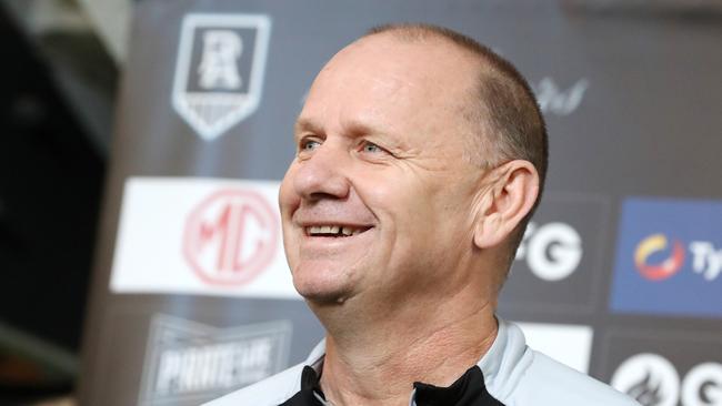 Port Adelaide coach Ken Hinkley is a happy man at the moment, with his side flying in 2020. Picture: Sarah Reed