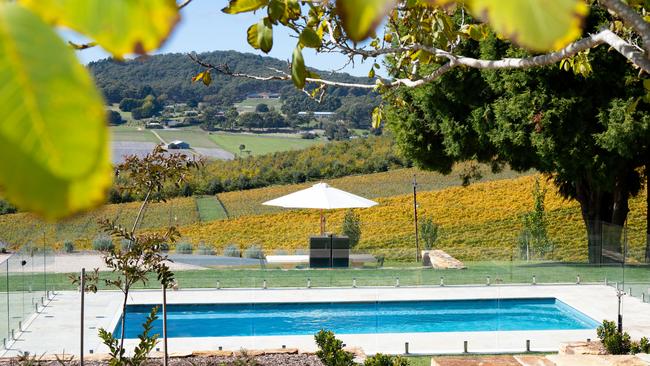 The pool and view at Adelaide Hills House.