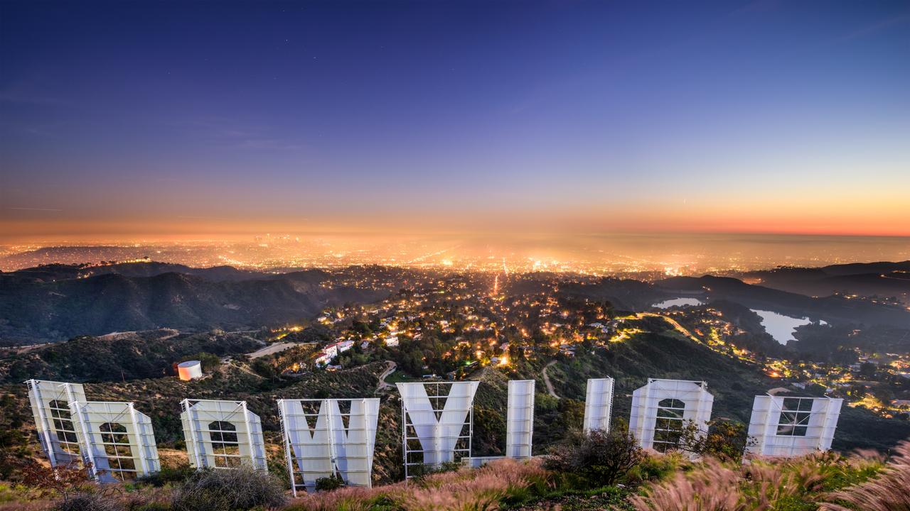 The Hollywood sign overlooking Los Angeles.