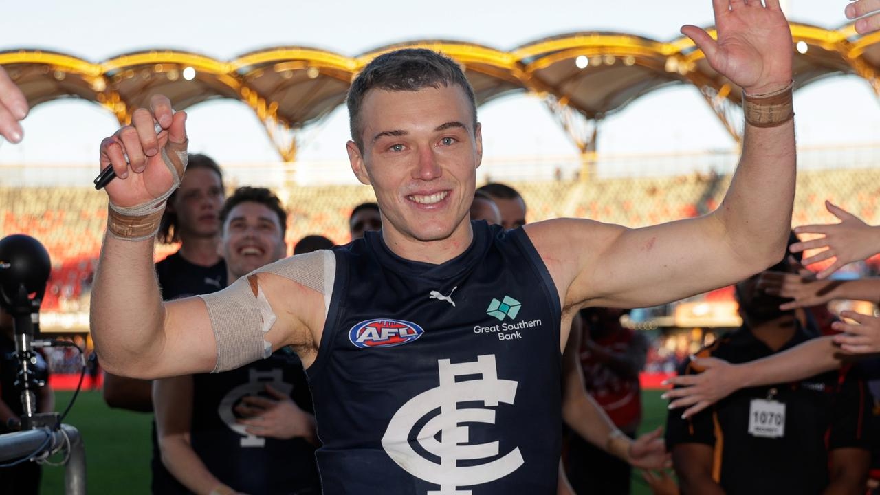 Michael Voss says sore skipper Patrick Cripps will not be rested before his first ever finals match provided he passes a fitness test on Thursday. Picture: Russell Freeman / Getty Images