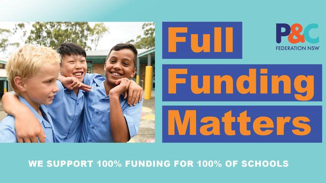 The P&amp;C Federation, which acts on behalf of nearly 1,900 public schools in NSW, is lobbying governments to fully fund the 'school resourcing standard'. Picture: NSW P&amp;C Federation