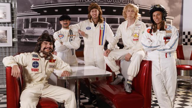 Supercars drivers sport their Retro Round outfits for the Sandown 500.