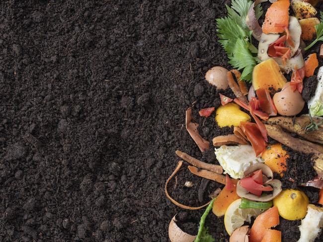 Organic waste and black soil with a copy space