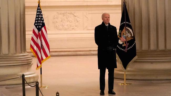 US President Joe Biden before addressing the nation at the "Celebrating America" event at the Lincoln Memorial after his inauguration as the 46th President of the United States. Picture: Joshua Roberts/Pool/AFP