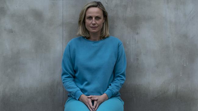 Marta Dusseldorp pulled on the teal tracksuit for Foxtel's prison drama, Wentworth. Picture: Supplied