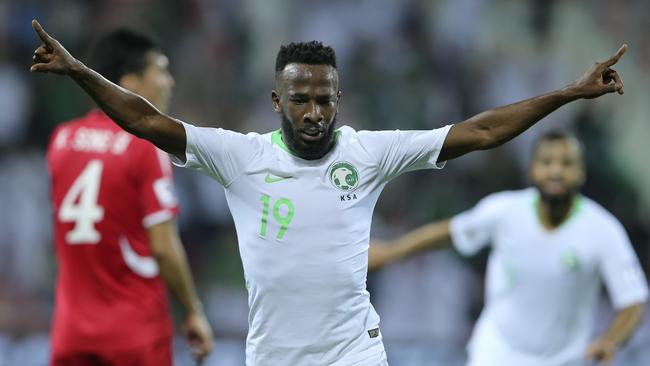 Saudi Arabia's forward Fahad Al Muwallad celebrates. (AP Photo/Kamran Jebreili)