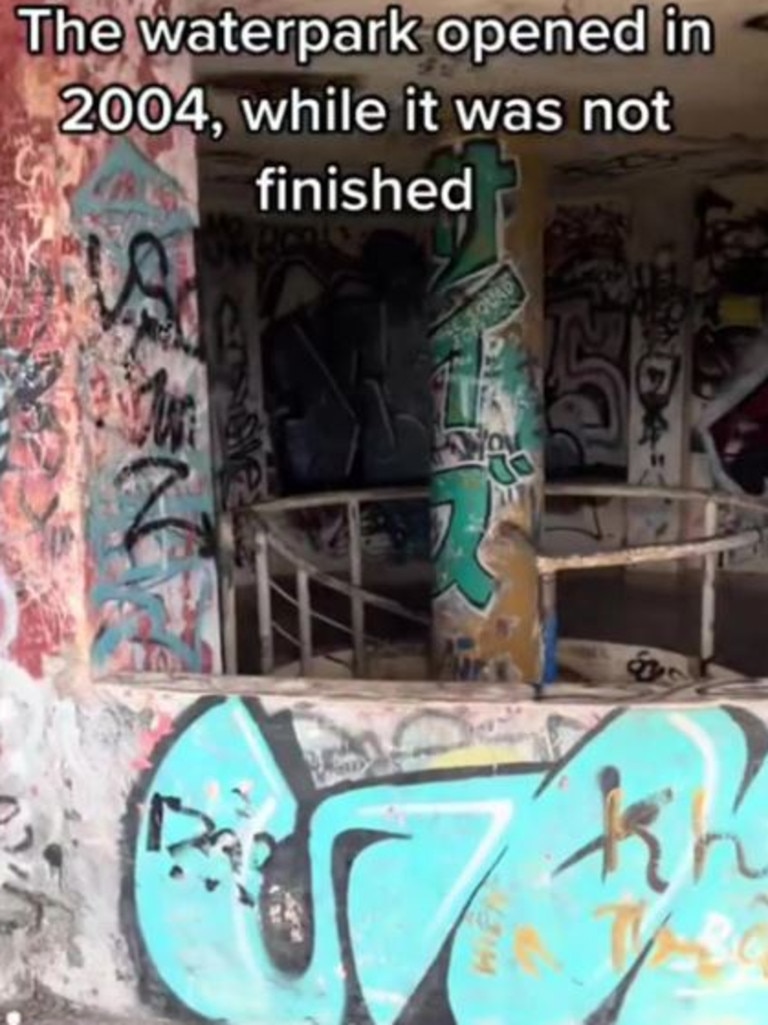 Graffiti has been plastered across the attraction.