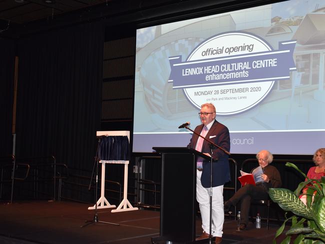 Arts Minister Don Harwin MLC speaking at the opening of the Lennox Head Cultural Centre.